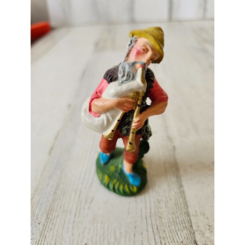 Vintage bagpipe Nativity‎ village Italian? Xmas decor